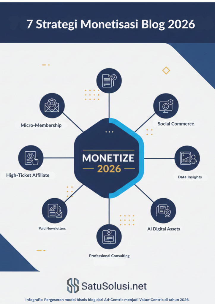 Infografis 7 Strategi Monetisasi Blog 2026 Tanpa AdSense - SatuSolusi.net