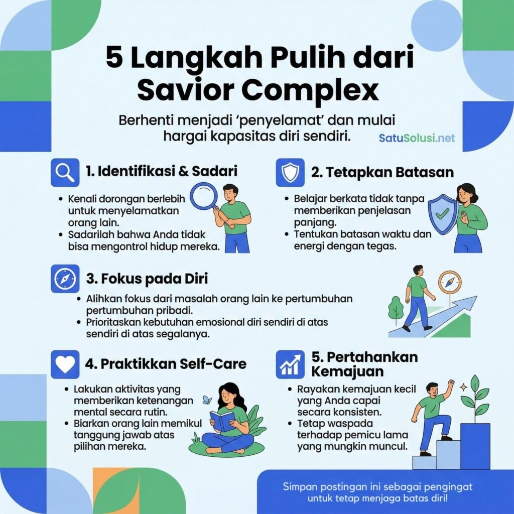 7 Risiko Hero Complex: Mengapa emosi Anda dihalangi oleh keinginan untuk membantu orang lain? 4 Diagram alur langkah-langkah melepaskan sindrom pahlawan dan fokus pada pertumbuhan diri.