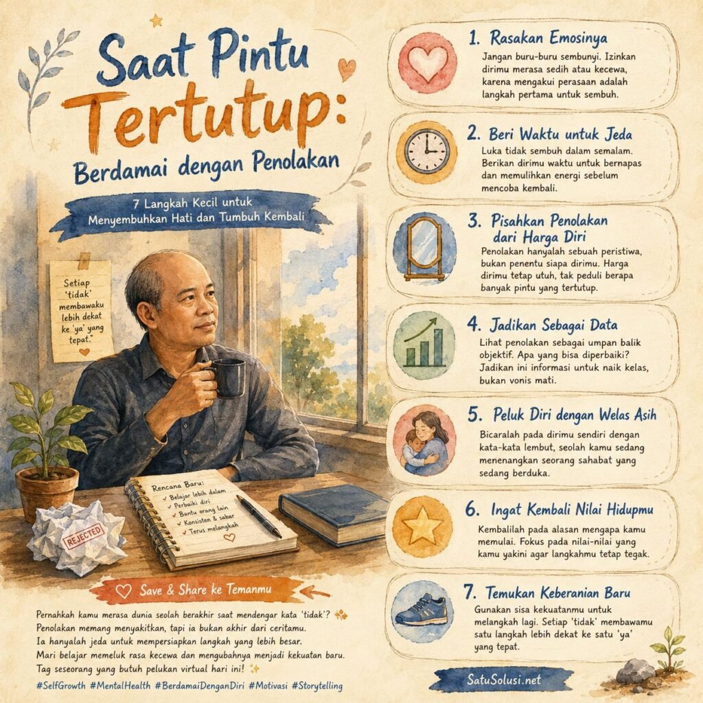 Infografis 7 cara menghadapi penolakan agar harga diri tetap kuat