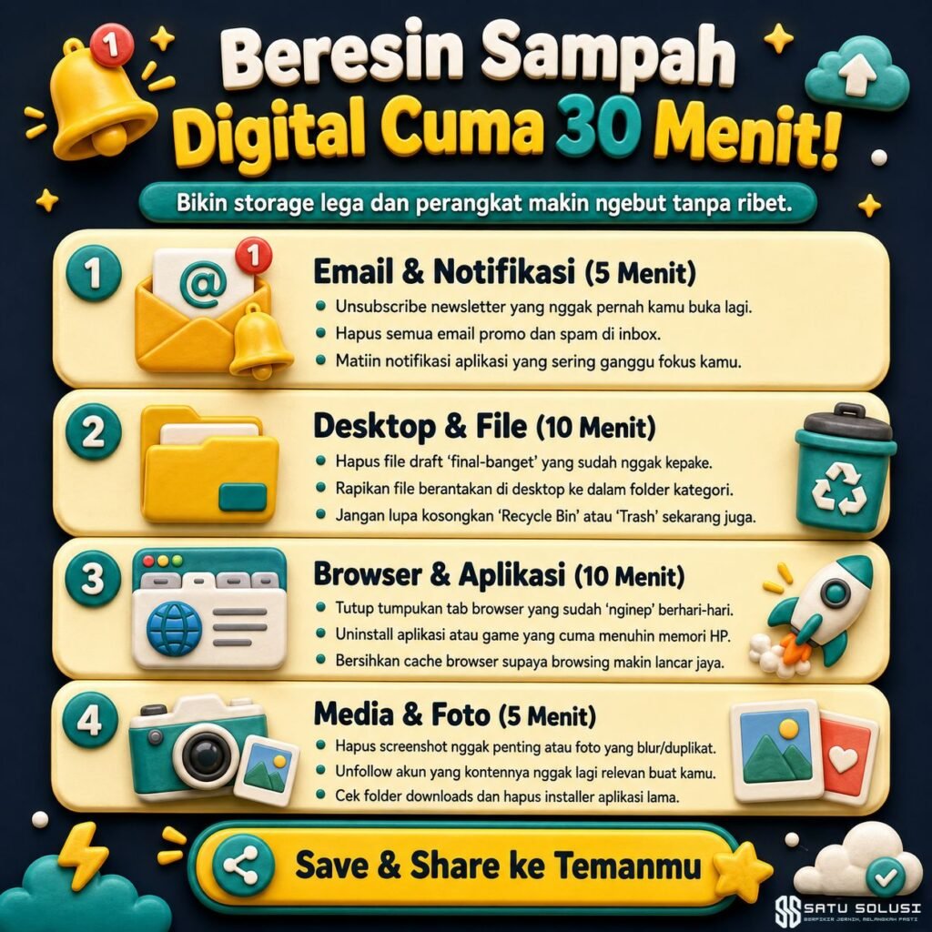 audit digital waste checklist 30 menit untuk produktivitas kerja