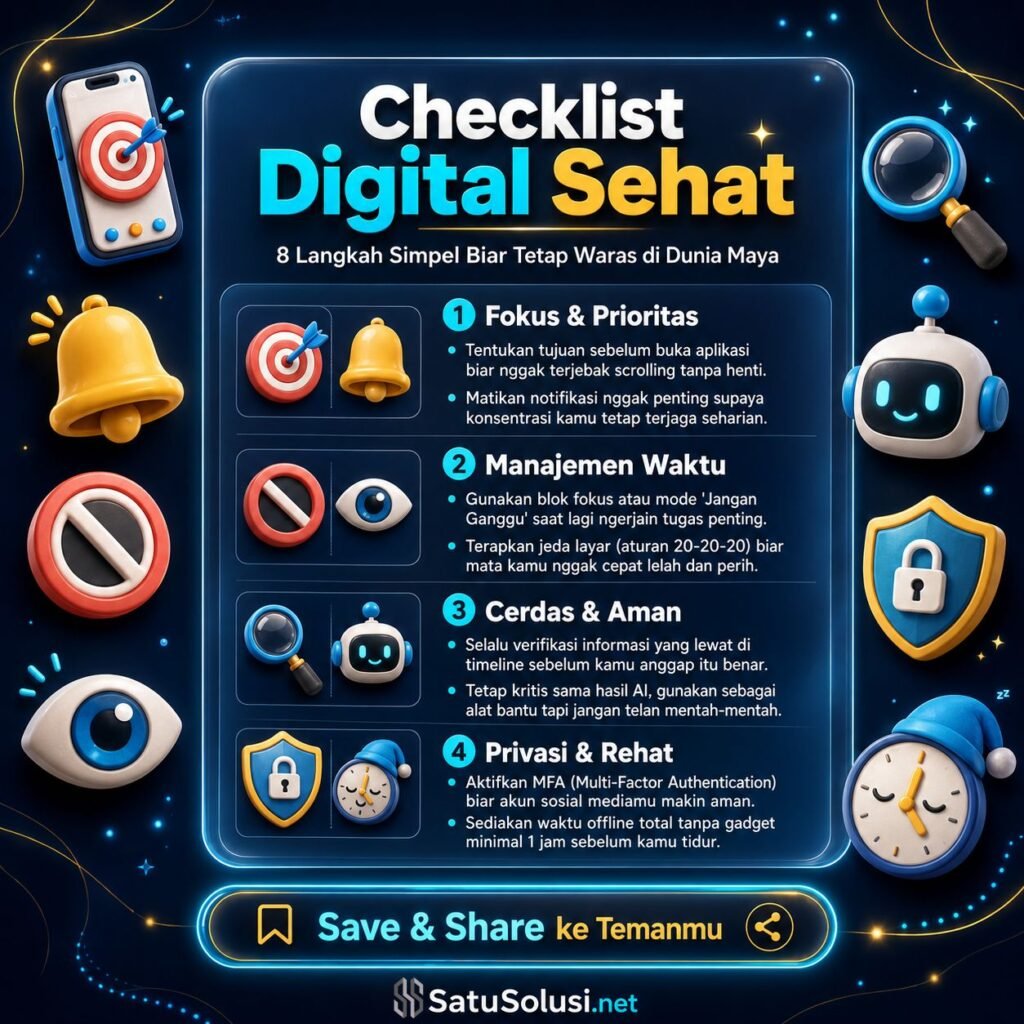 Digital Sehat: 7 Cara Menjaga Fokus di Era Online 3 checklist digital sehat harian untuk fokus dan mental tenang
