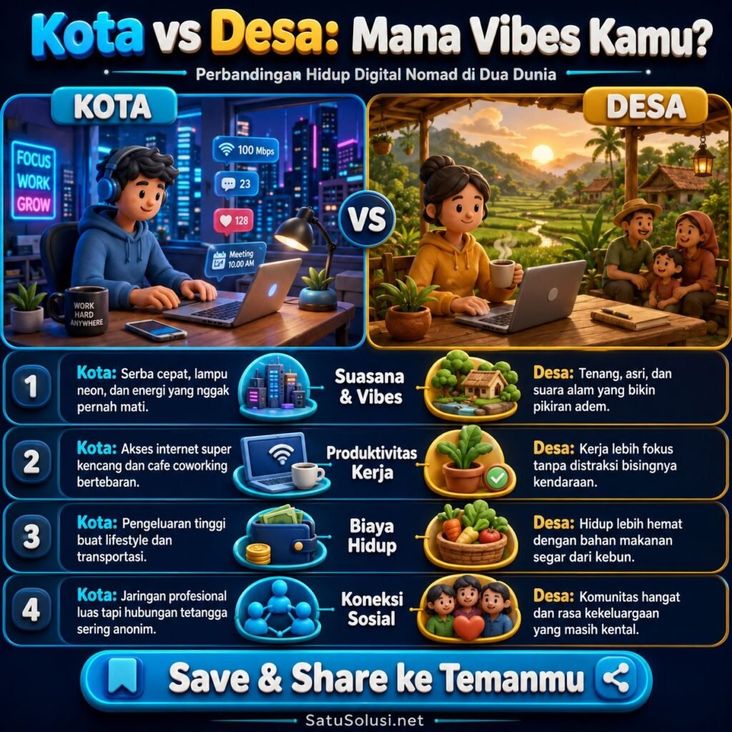 7 Pelajaran Hidup dari “Digital Nomad” yang Kembali ke Desa: Bahagia Itu Sederhana 2 Perbandingan pelajaran hidup digital nomad di kota dan saat kembali ke desa