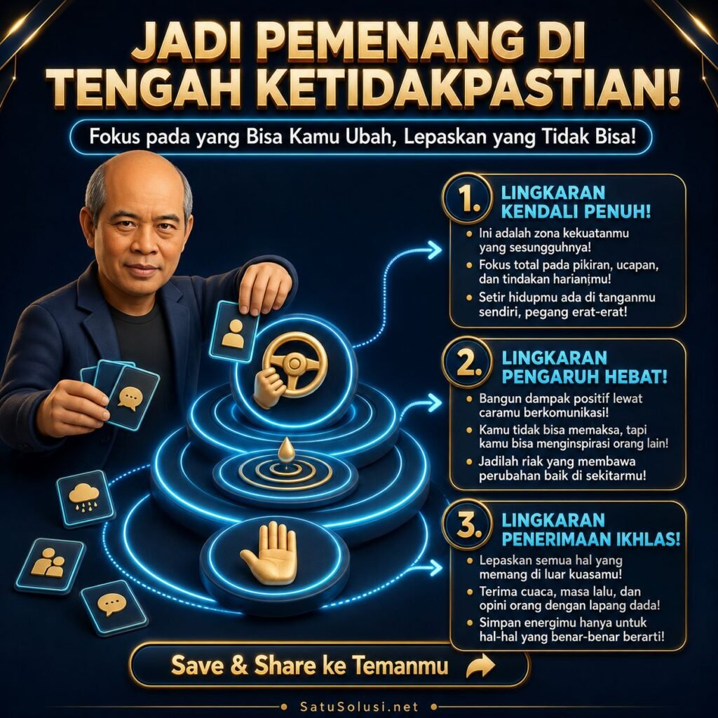 Nyaman dengan Ketidakpastian: 7 Cara Powerful Melatih Adaptability Skill di Era AI 1 Nyaman dengan ketidakpastian melalui peta kendali pengaruh dan penerimaan