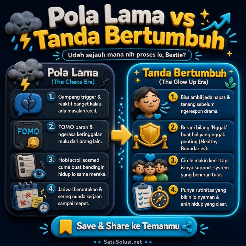10 Tanda Kamu Sudah Bertumbuh Walau Hidup Terasa Biasa Aja 2 perbandingan pola lama dan tanda-tanda pertumbuhan diri yang sehat