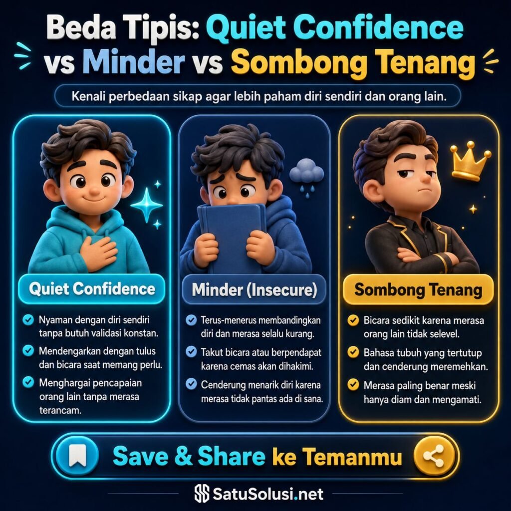 7 Tanda Kamu Punya Quiet Confidence yang Kuat 1 quiet confidence dibandingkan minder dan sombong tenang