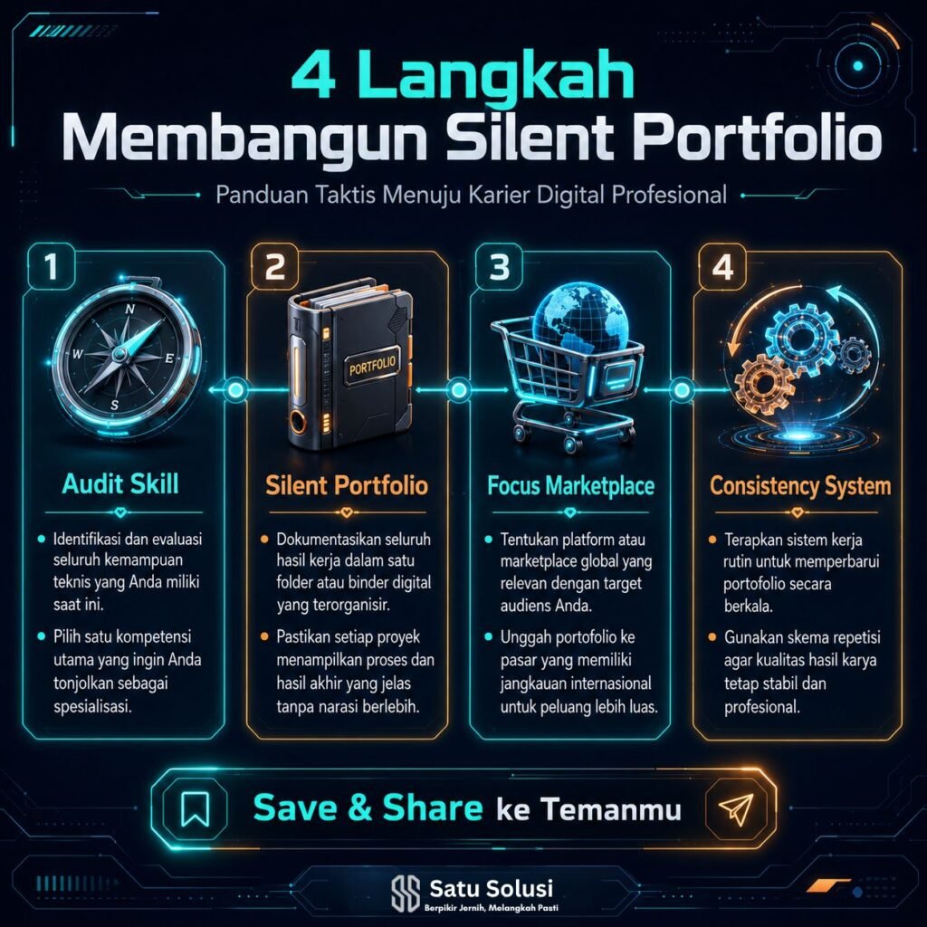 Cara Bangun Income Online Tanpa Harus Jadi Influencer: Blueprint 2026 2 Peta jalan strategis empat langkah praktis merancang sistem income online tanpa jadi influencer dengan fokus pada audit skill, portofolio diam, marketplace, dan konsistensi operasional.