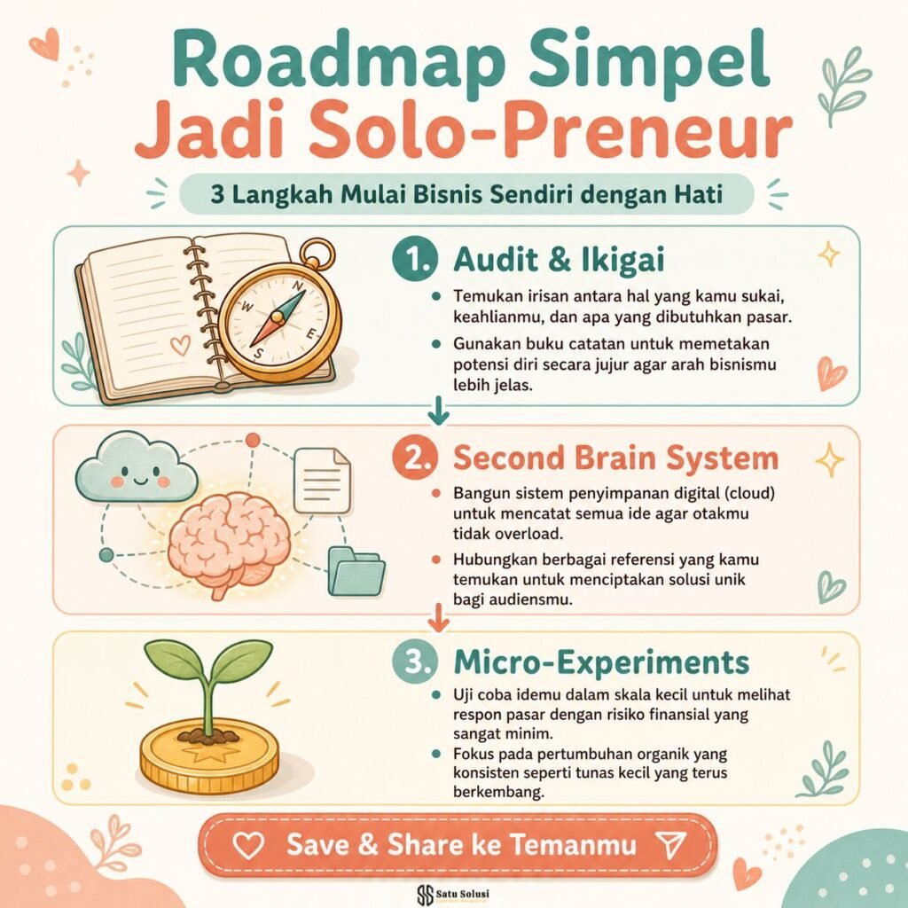 Kisah Inspiratif "Late Bloomers": Mengapa Sukses di Usia 50 Tahun Tetap Luar Biasa 2 Peta jalan tiga langkah strategis untuk meraih sukses di usia 50 tahun sebagai pebisnis independen (solo-preneur) tanpa risiko finansial tinggi.