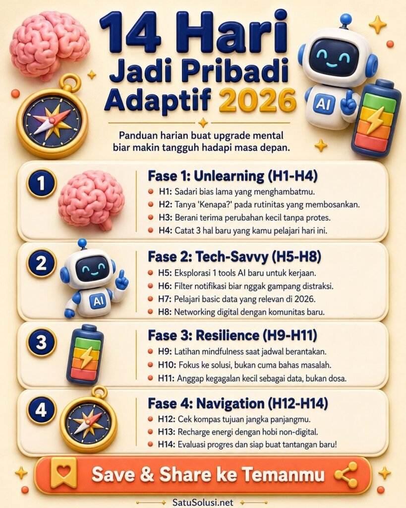 7 Mindset Adaptif 2026: Cara Tetap Relevan Saat Dunia Berubah Makin Cepat 3 Rencana latihan 14 hari untuk membangun mindset adaptif 2026 secara praktis