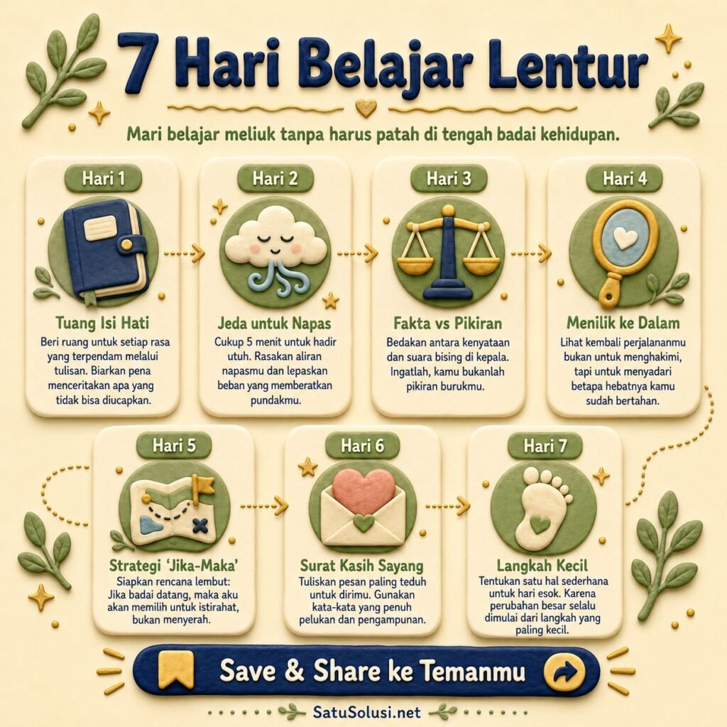 Latihan 7 hari melatih mental lentur saat rencana gagal agar lebih adaptif dan tenang.