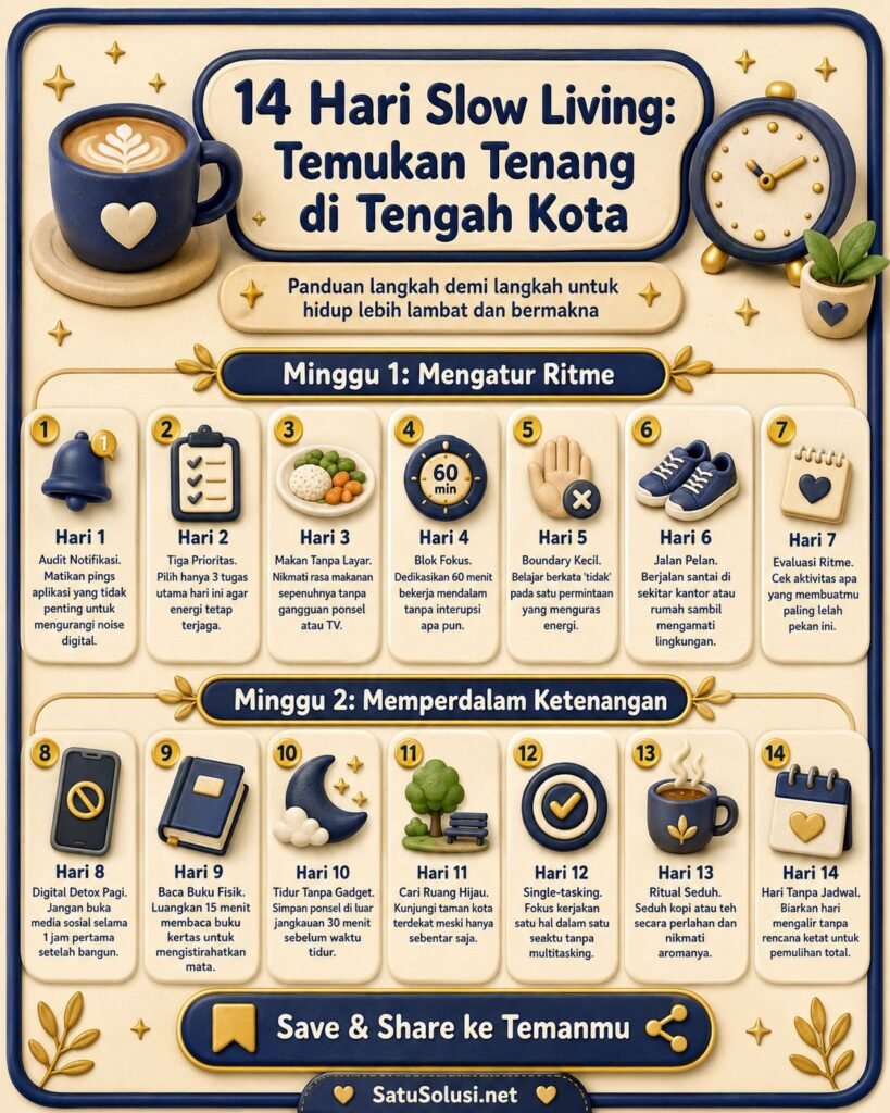 Rencana 14 hari slow living di kota besar untuk membangun hidup lebih mindful