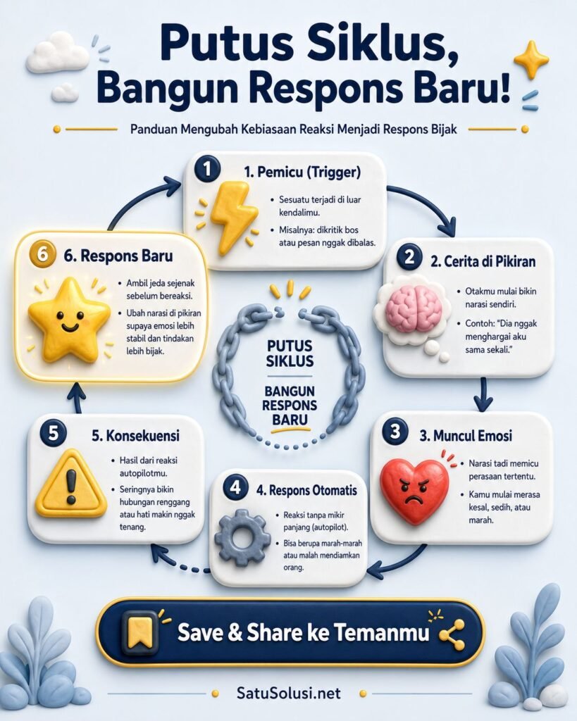 Infografis pola emosi dewasa dari pemicu hingga respons baru