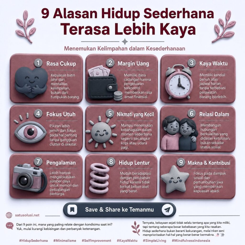 Infografis 9 alasan hidup sederhana terasa lebih kaya dan lebih bermakna