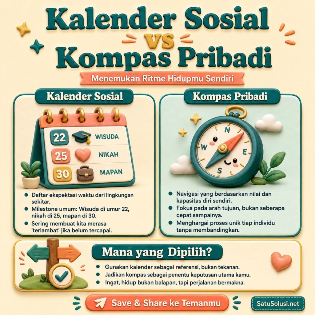 mulai terlambat karena kalender sosial dan kompas pribadi