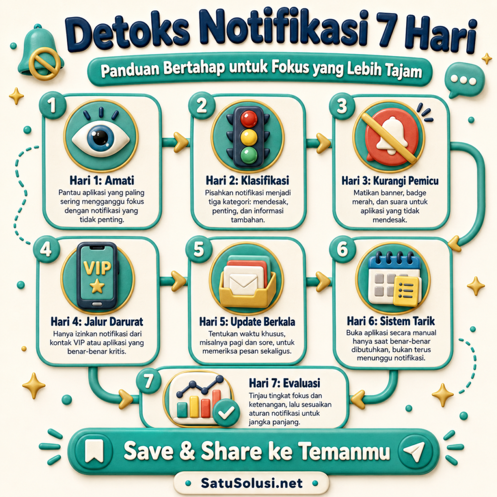 Rencana tujuh hari cara detoks notifikasi tanpa kehilangan update
