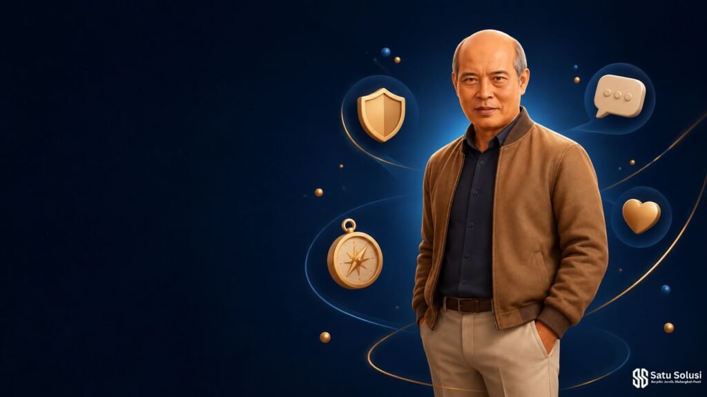 quiet confidence dalam ilustrasi profesional yang tenang dan kuat