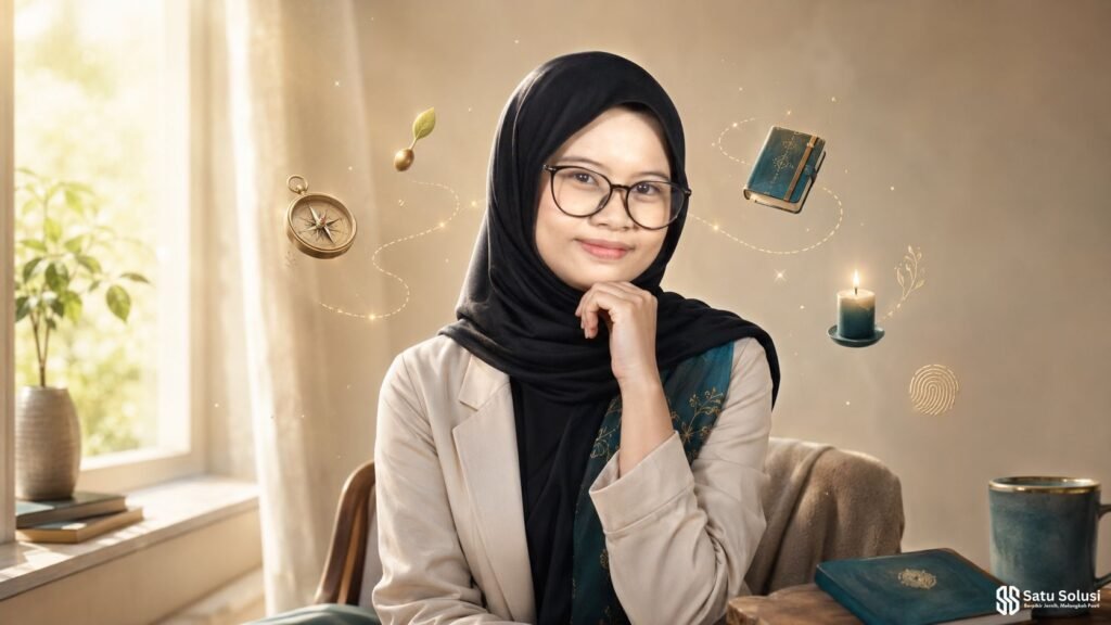 micro-mindset mengubah hidup dalam ilustrasi reflektif seseorang merenung di pagi hari